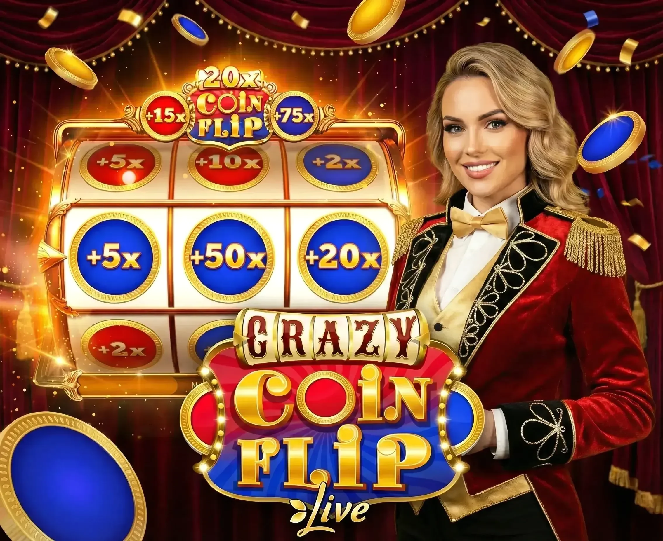 Crazy Time Coin Flip red and blue side reveal